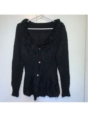 Women's Unbranded Black Knit Cardigan Sweater Size Medium